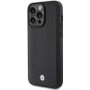 Funda BMW BMHCP15L22RFGK Leather Diamond Pattern para Apple iPhone 15 Pro, negra