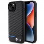 Funda rígida BMW BMHCP15M22NBCK Leather Carbon para Apple iPhone 15 Plus / 14 Plus, negra