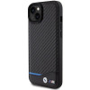 Funda rígida BMW BMHCP15M22NBCK Leather Carbon para Apple iPhone 15 Plus / 14 Plus, negra