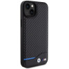 Funda rígida BMW BMHCP15M22NBCK Leather Carbon para Apple iPhone 15 Plus / 14 Plus, negra