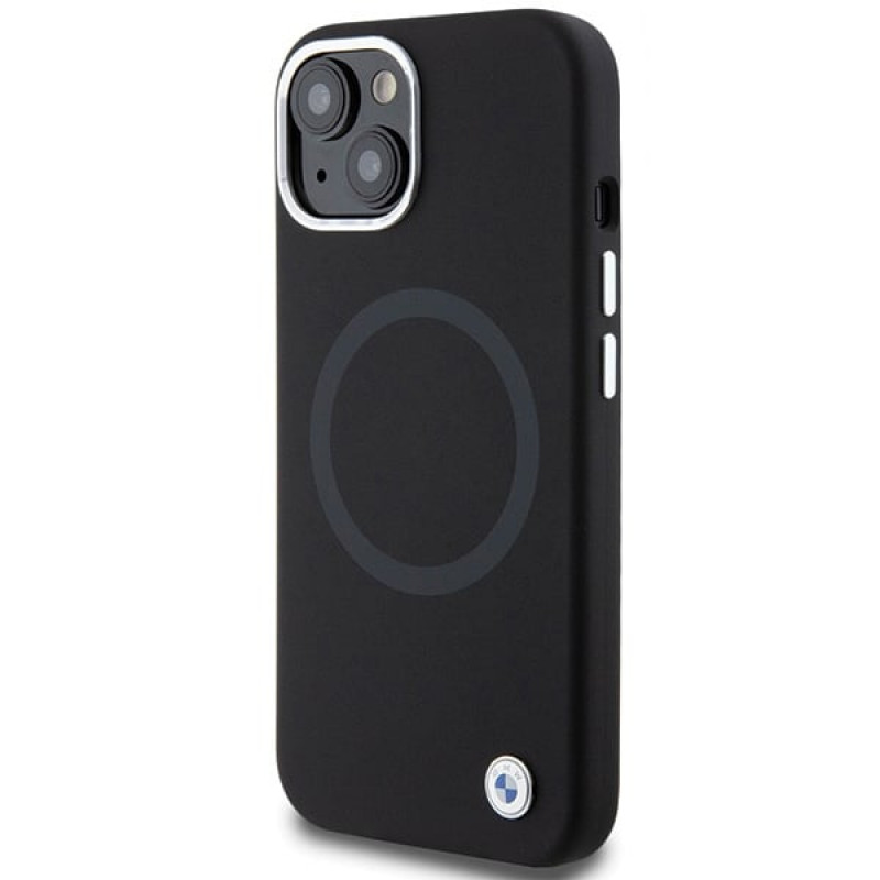 Funda BMW BMHMP15SSILBK2 Signature Liquid Silicone MagSafe para Apple iPhone 15, negra