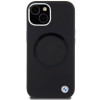 Funda BMW BMHMP15SSILBK2 Signature Liquid Silicone MagSafe para Apple iPhone 15, negra