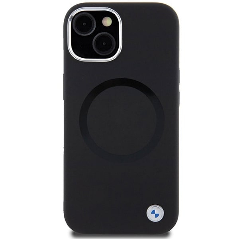 Funda BMW BMHMP15SSILBK2 Signature Liquid Silicone MagSafe para Apple iPhone 15, negra
