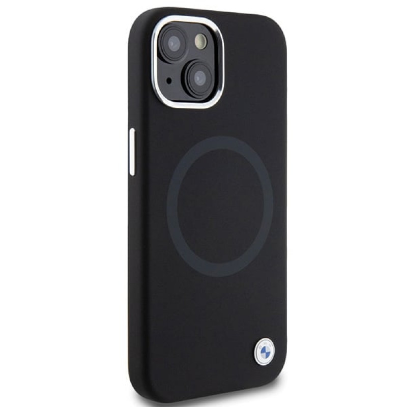 Funda BMW BMHMP15SSILBK2 Signature Liquid Silicone MagSafe para Apple iPhone 15, negra