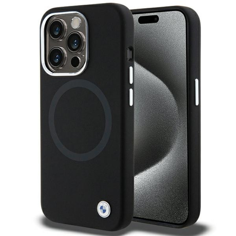 Funda BMW BMHMP15LSILBK2 Signature Liquid Silicone MagSafe para Apple iPhone 15 Pro, negra