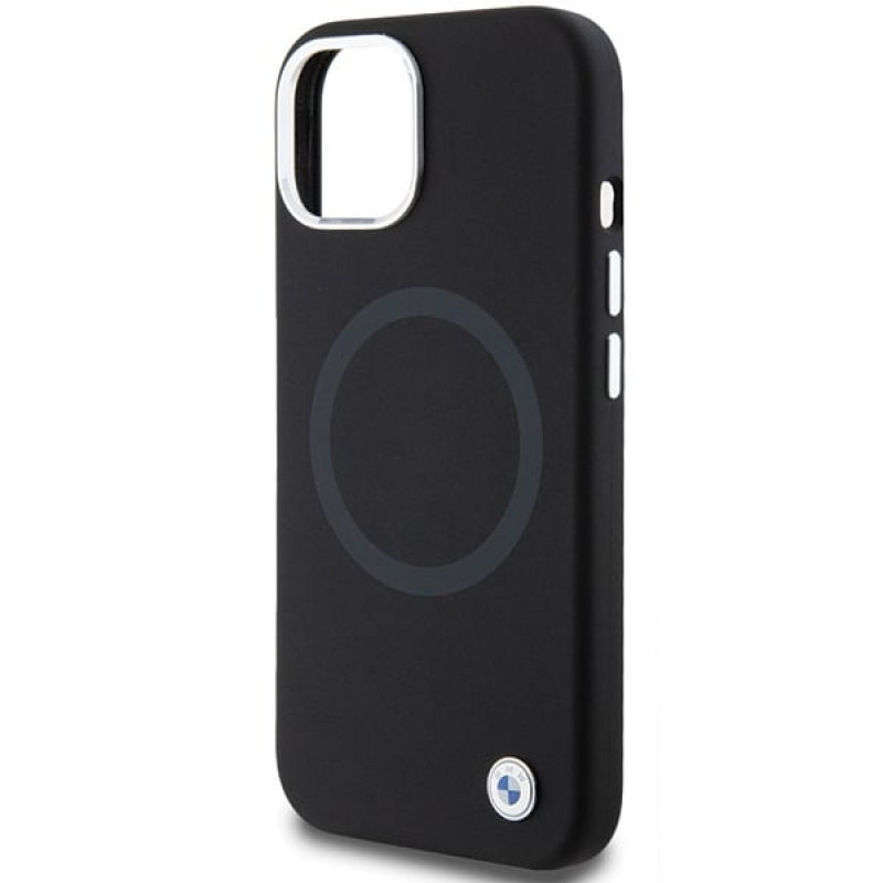 Funda BMW BMHMP15MSILBK2 Signature Liquid Silicone MagSafe para Apple iPhone 15 Plus / 14 Plus, negra