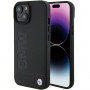 Funda MagSafe Leather Hot Stamp BMW BMHMP15MSLLBK para Apple iPhone 15 Plus / 14 Plus, negra