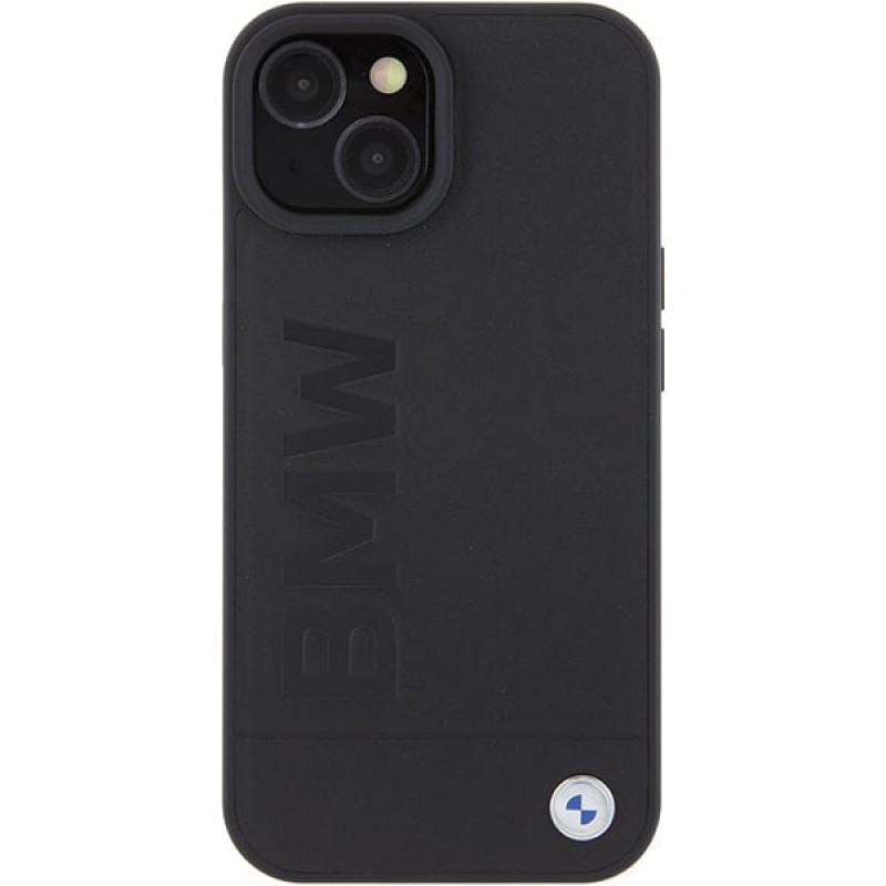 Funda MagSafe Leather Hot Stamp BMW BMHMP15MSLLBK para Apple iPhone 15 Plus / 14 Plus, negra