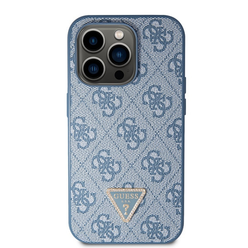 Funda rígida Guess GUHCP15LP4TDSCPB Crossbody 4G Metal Logo para Apple iPhone 15 Pro, azul