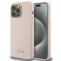 Funda rígida Guess GUHCP15XSMBSLP Silicone Script Metal Logo & Frame para Apple iPhone 15 Pro Max, rosa