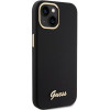 Funda rígida Guess GUHCP15SSMBSLK Silicone Script Metal Logo & Frame para Apple iPhone 15 / 14 / 13, negra