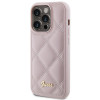 Funda rígida Guess GUHCP15LPSQSQSP Quilted Metal Logo para Apple iPhone 15 Pro, rosa