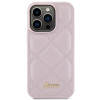 Funda rígida Guess GUHCP15LPSQSQSP Quilted Metal Logo para Apple iPhone 15 Pro, rosa