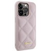 Funda rígida Guess GUHCP15LPSQSQSP Quilted Metal Logo para Apple iPhone 15 Pro, rosa