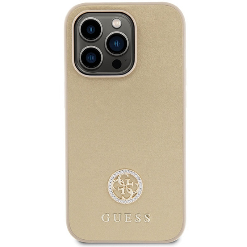 Funda Guess GUHCP15LPS4DGPD PU 4G Strass Metal Logo para Apple iPhone 15 Pro, dorada