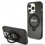 Funda rígida Guess GUHMP15LHRSGSK Ring Stand Script Glitter MagSafe para Apple iPhone 15 Pro, negra