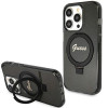 Funda rígida Guess GUHMP15LHRSGSK Ring Stand Script Glitter MagSafe para Apple iPhone 15 Pro, negra