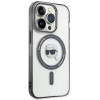 Karl Lagerfeld KLHMP15LHKHNOTK IML Funda rígida MagSafe Karl's Head para Apple iPhone 15 Pro, transparente