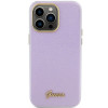 Funda rígida Guess GUHCP15XPGMCSL Glitter Glossy Script para Apple iPhone 15 Pro Max, lila