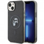 Funda rígida MagSafe Glitter Karl&Choupette Karl Lagerfeld KLHMP15SHGKCNOK para Apple iPhone 15, negra