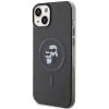 Funda rígida MagSafe Glitter Karl&Choupette Karl Lagerfeld KLHMP15SHGKCNOK para Apple iPhone 15, negra