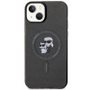 Funda rígida MagSafe Glitter Karl&Choupette Karl Lagerfeld KLHMP15SHGKCNOK para Apple iPhone 15, negra