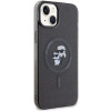Funda rígida MagSafe Glitter Karl&Choupette Karl Lagerfeld KLHMP15SHGKCNOK para Apple iPhone 15, negra