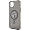 Funda rígida MagSafe Glitter Karl&Choupette Karl Lagerfeld KLHMP15SHGKCNOK para Apple iPhone 15, negra