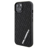Funda rígida 3D Rubber Multi Logo para Apple iPhone 15, negra, Karl Lagerfeld KLHCP15S3DMKRLK