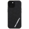 Funda rígida 3D Rubber Multi Logo para Apple iPhone 15, negra, Karl Lagerfeld KLHCP15S3DMKRLK