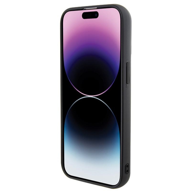 Funda rígida 3D Rubber Multi Logo para Apple iPhone 15, negra, Karl Lagerfeld KLHCP15S3DMKRLK