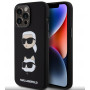 Funda de silicona líquida Karl and Choupette Heads Karl Lagerfeld KLHCP15XSDHKCNK para Apple iPhone 15 Pro Max, negra