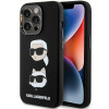 Funda de silicona líquida Karl and Choupette Heads Karl Lagerfeld KLHCP15XSDHKCNK para Apple iPhone 15 Pro Max, negra