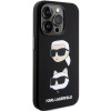 Funda de silicona líquida Karl and Choupette Heads Karl Lagerfeld KLHCP15XSDHKCNK para Apple iPhone 15 Pro Max, negra