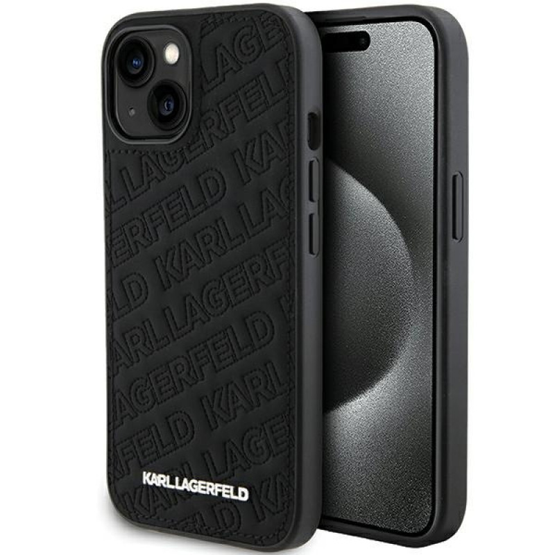 Funda rígida Quilted K Pattern Karl Lagerfeld KLHCP15SPQKPMK para Apple iPhone 15, negra