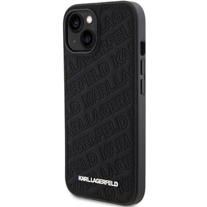 Funda rígida Quilted K Pattern Karl Lagerfeld KLHCP15SPQKPMK para Apple iPhone 15, negra
