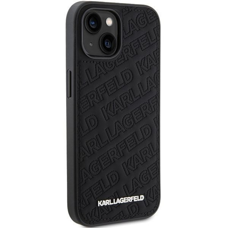 Funda rígida Quilted K Pattern Karl Lagerfeld KLHCP15SPQKPMK para Apple iPhone 15, negra