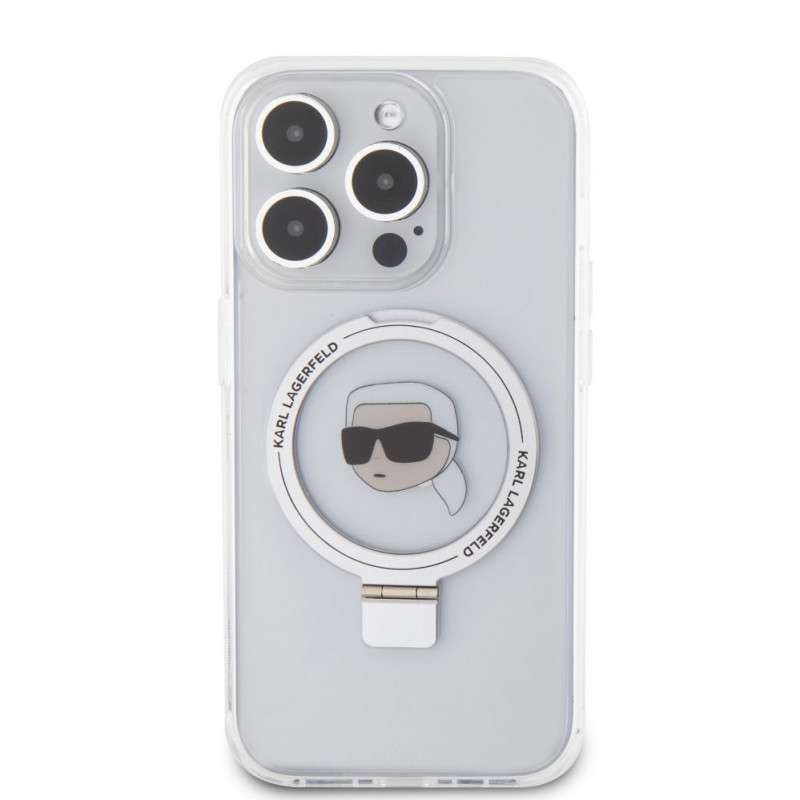 Funda rígida Karl Lagerfeld KLHMP15LHMRSKHH Ring Stand Karl Head MagSafe para Apple iPhone 15 Pro