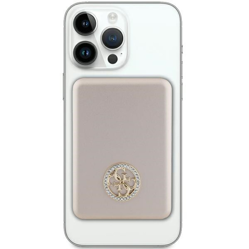 Guess GUPBM3AL4DMD Powerbank 3000 mAh, 5 W, MagSafe 4G Strassed Metal Logo, dorado