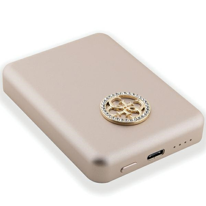 Guess GUPBM3AL4DMD Powerbank 3000 mAh, 5 W, MagSafe 4G Strassed Metal Logo, dorado