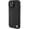 Funda rígida Leather Hot Stamp BMW BMHCP15MSLLBK para Apple iPhone 15 Plus / 14 Plus, negra