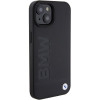 Funda rígida Leather Hot Stamp BMW BMHCP15MSLLBK para Apple iPhone 15 Plus / 14 Plus, negra