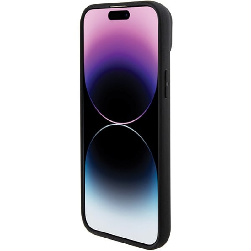 Funda rígida Leather Hot Stamp BMW BMHCP15MSLLBK para Apple iPhone 15 Plus / 14 Plus, negra