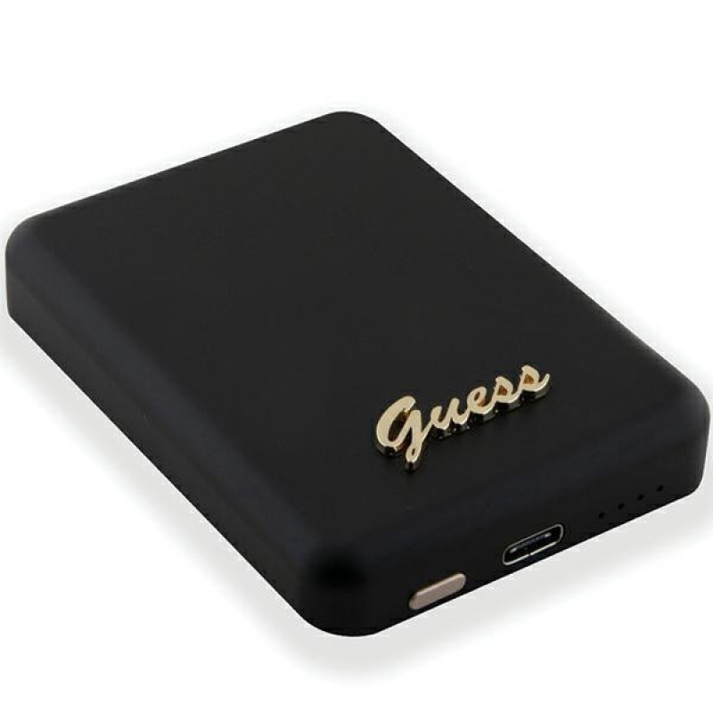 Guess GUPBM3ALGSGK Powerbank 3000 mAh, 5 W, MagSafe Metal Script Logo, negro