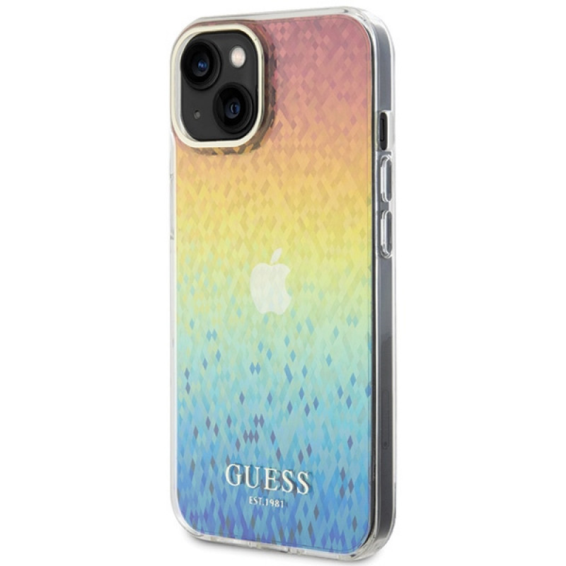 Funda rígida Guess GUHCP15SHDECMI IML Faceted Mirror Disco Iridescent para Apple iPhone 15, multicolor