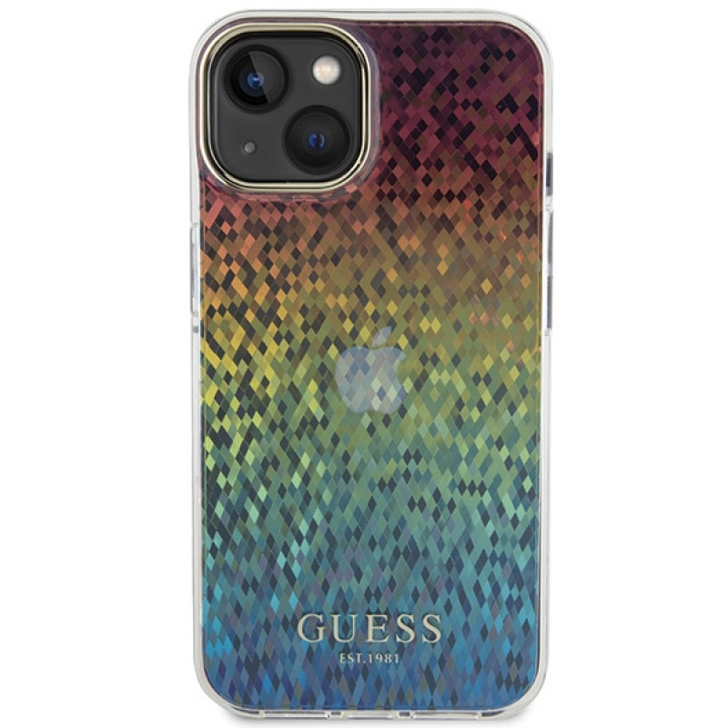 Funda rígida Guess GUHCP15SHDECMI IML Faceted Mirror Disco Iridescent para Apple iPhone 15, multicolor