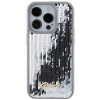 Funda rígida Guess GUHCP15LPSFDGSS Sequin Script Metal para Apple iPhone 15 Pro, plateada