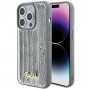 Funda rígida Guess GUHCP15XPSFDGSS Sequin Script Metal para Apple iPhone 15 Pro Max, plateada