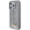 Funda rígida Guess GUHCP15XPSFDGSS Sequin Script Metal para Apple iPhone 15 Pro Max, plateada