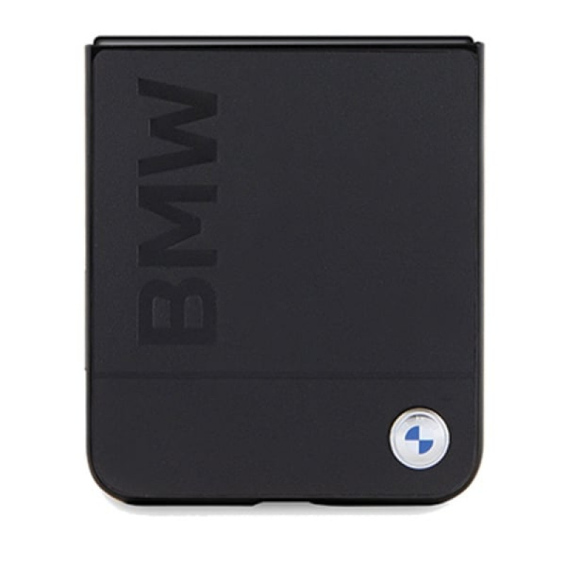 Funda rígida Leather Hot Stamp BMW BMHCZF5SLLBK para Samsung Galaxy Z Flip5, negra